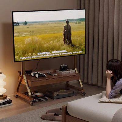 Solid Wood TV Cabinet With Movable TV for Home Use, Simple Small Apartment Living Room, Integrated Movable Floor Stand photo-4