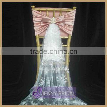 C311A light pink elegant butterfly weeding lace chair cover