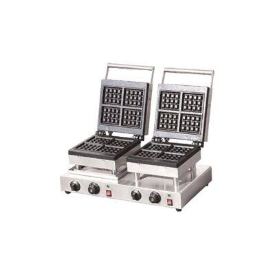Industrial-Grade Double Waffle Maker With 2.5mm Thick Cast Iron Plates