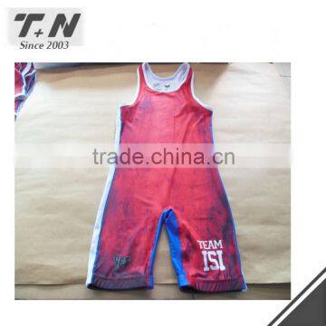 2016 China New Stylish Sublimation Printed Wrestling Singlets