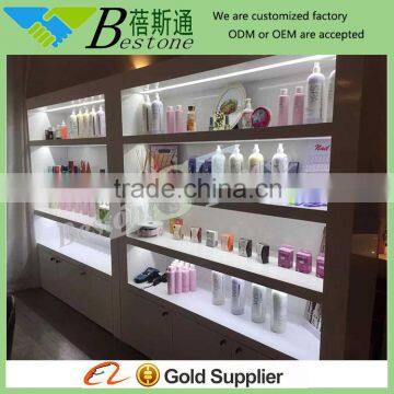 Wooden perfume display shelf use to decoration perfume shop