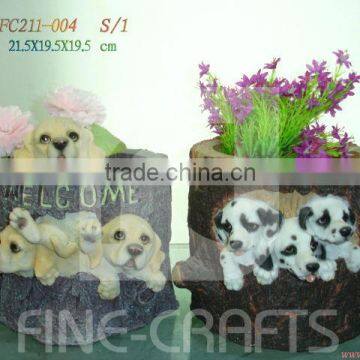 Polyresin dog statue hotel desktop flowerpot