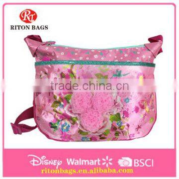 2016 New Custom Design Shoulder Bag for Kids Shoulder Long Strap Bag with Beautiful Rose Stitched