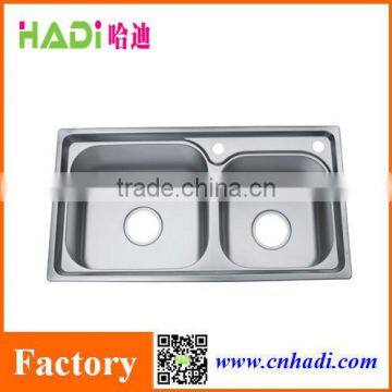 Double bowl stainless steel kitchen sink HD7640