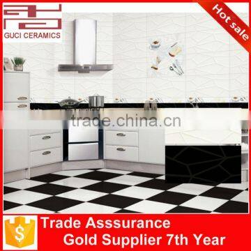 30x60cm ceramic wall and floor embossed black and white kitchen tiles