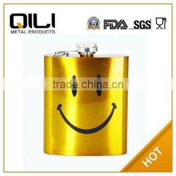 FDA 8oz Gold paint cheap wine pot with Smiling face