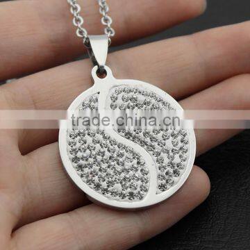 Stainless Steel Diamond Tai Chi Yin Yang Necklace Jewelry Wholesale photo-3