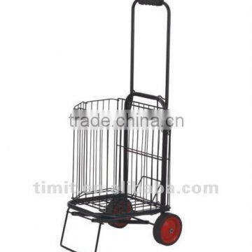 Simple Design Practical Aluminum Foldable Black Shopping Trolley Cart