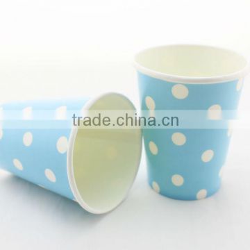 Wholesale 250ml Disposable Baby Blue Polka Dot Paper Cups