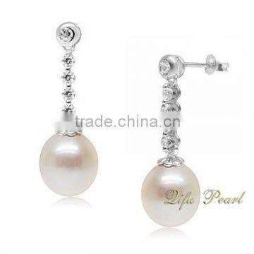 2014 Lastest Indian Design 925 Silver Jewelry Drop Fresh Water Pearl Earrings