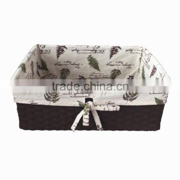 Paper Rope /Linen Woven Storage Rectangular Basket with fabric liner for sale