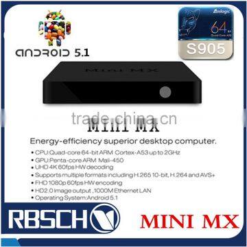 Android 5.1 Smart TV BOX MINI MX Amlogic S905 Quad core Android TV BOX