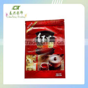 three sides sealed black tea packaging bag with zipper