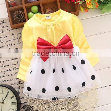 Bow Knot and Dot Dresses Fall Kids Clothing