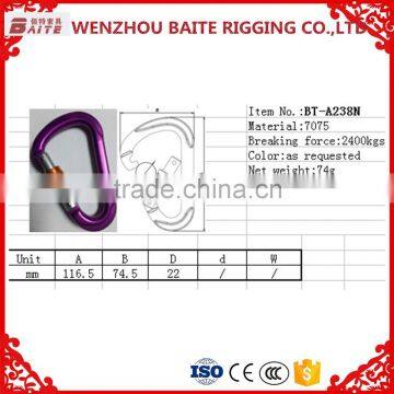 Colorful Aluminum Snap Hook,Outdoor Sports Carabiner With Snap Hook Breakign Load 2400kg For Climbing Use photo-2