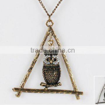 Fashion Vintage Long Chain Owl Pendant Necklace