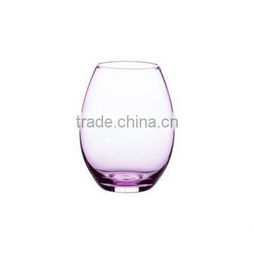 Stemless wine glass, high-ball glass in spray pink color