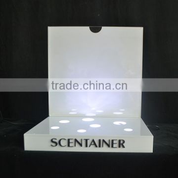 white color acrylic cosmetic displays, make up display stand with light