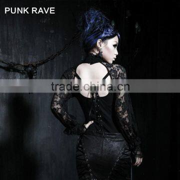 T-290 Elegant Gothic Rose Lace Long Rock T-shirt With Gloves photo-2