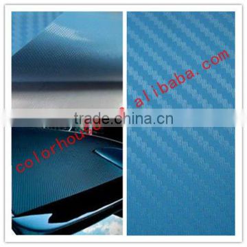 Calendered 3D bubble free carbon fiber vinyl film blue colored