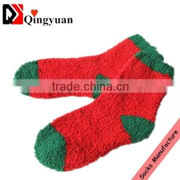 Colourful Pattern OEM Christmas Socks fluffy socks indoor microfiber fuzzy socks