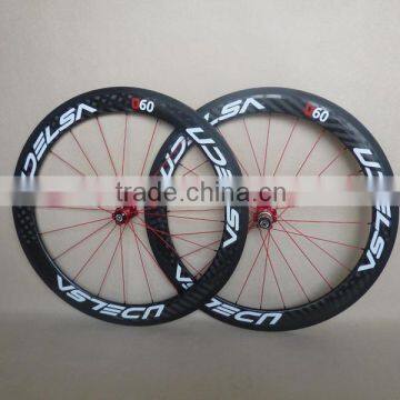 700C 60mm wheels carbon tubular wheels for road bike original brand UDLESA Novatec red hub