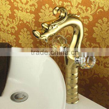 Brass Artistic Basin Faucet, Dragon Shape, Double Handle Animal Faucet