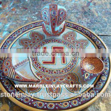 Marble Plate With Golden Painting