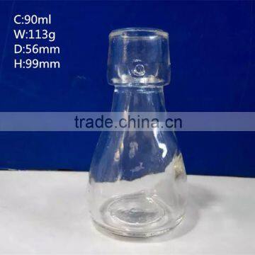 90ml mini cooking oil glass pot bottle with clip lid