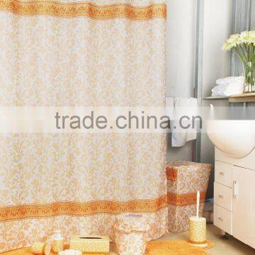 Yellow flower shower curtain/bath mat set/ceramic bath accessories set