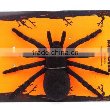 Halloween decorative plastic flocking spider joking toy realistic prank prop