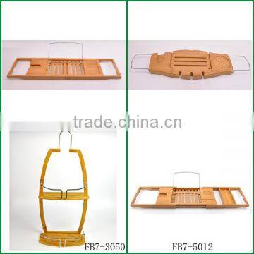 Fuboo Bamboo Bathtub Caddy with Extending Sides and Adjustable Book Holder