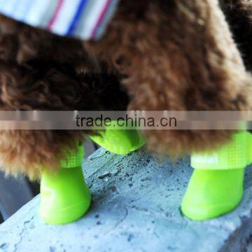2016 Fashion SiliconeNonslip Sole Hook Loop Dog Rainshoes /Pets Doggie Shoes/Pet Rain Boot Sole photo-3