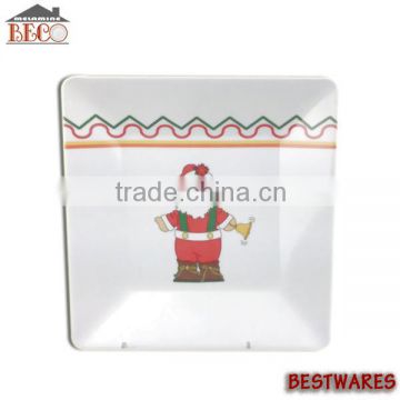 Plastic plate square dinner plate in SANTA CLAUS's priting