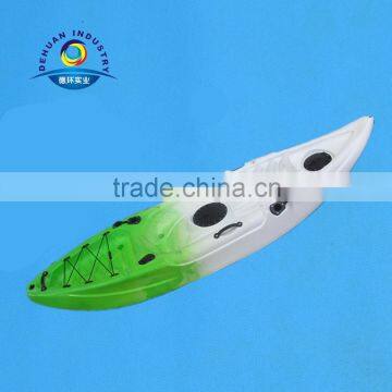 Kayak with motor for fishing with white and green mixed color