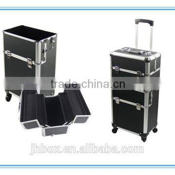 Hairdresser trolley case rolling suitcase pilot makeup aluminum trolley case JH517