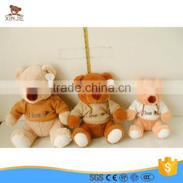 custom good quality plush cream teddy bear with t-shirt