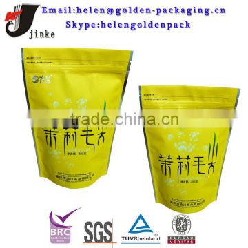 250g plastic tea packaging bag stand up tea bag