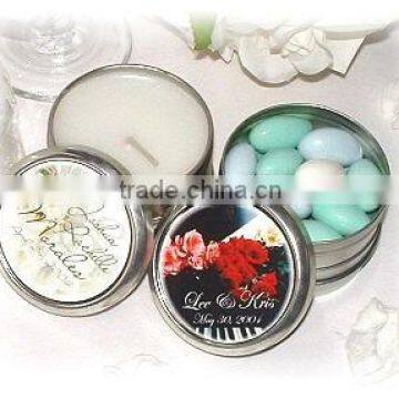 decorative round candle tin