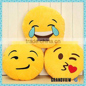 Custom Plush Emoji Pillows , Yellow Round Shape Cute Emoticon Plush Emoji Pillow