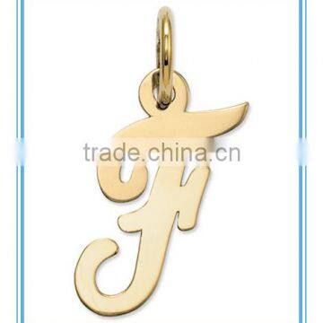 fashion stainless steel GOLD Small Script Initial letter Charm F