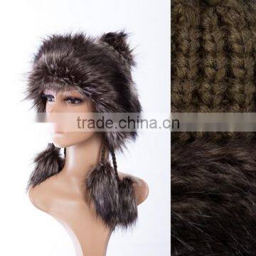 100% acrylic hat fur winter hat