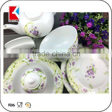 hot sale flower decal printed porcelain tableware dinner set italian porcelain dinnerware