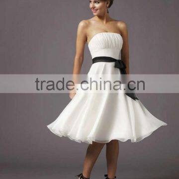 2014 lastest designer elegant white ruffle ribbon princess cocktail dress ZX-136