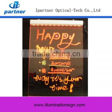 China Customed Neon Light Transparent Acrylic Led Writing Board