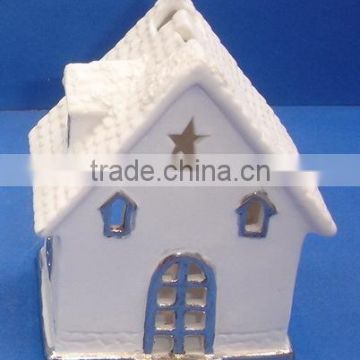 ceramic Christmas house candle holder