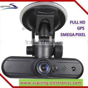 5 Mega pixels CMOS Full hd car video recorder with gps