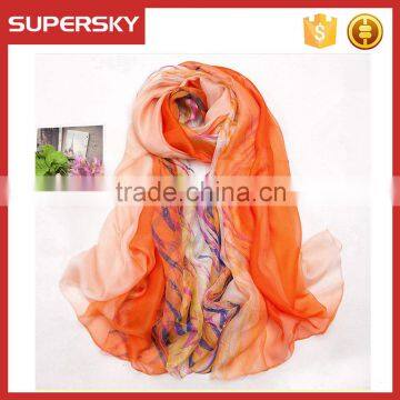 V-825 silk chiffon long digital printing silk scarves wholesale silk scarf women chiffon scarf