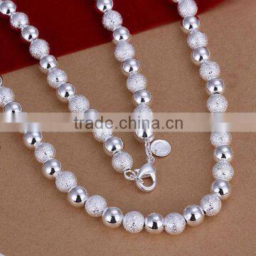 wholesale 20INCHS 8mm beads chain 925 sterling silver necklace