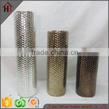 electroplating long cylinder ceramic flower vase